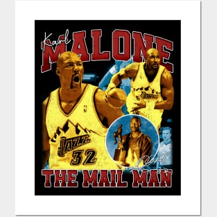 Karl Malone The Mail Man Basketball Legend Signature Vintage Retro 80s 90s Bootleg Rap Style Posters and Art